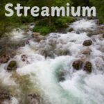 Streamium decentralized video streaming platform interface with blockchain technology representation.