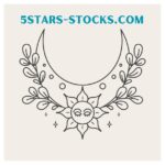 Minimalist sun and moon tattoo design.