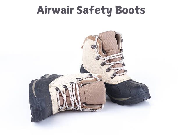 A pair of durable Airwair safety boots designed for workplace safety.